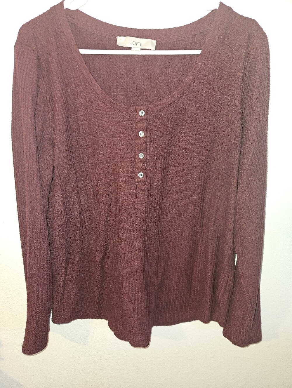 Loft Womans Long Sleeve Henley Top Size Xl